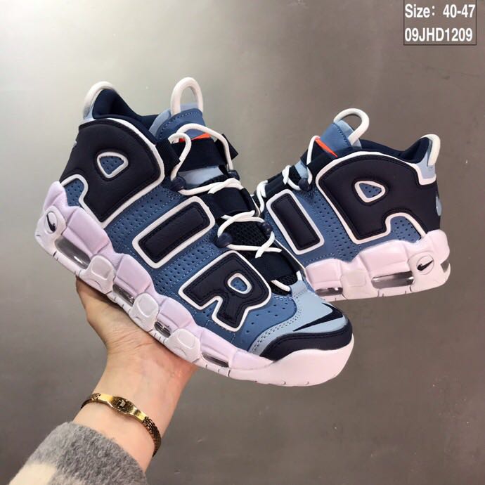 2020 Men Nike Air More Uptempo Jean Blue White Shoes - Click Image to Close